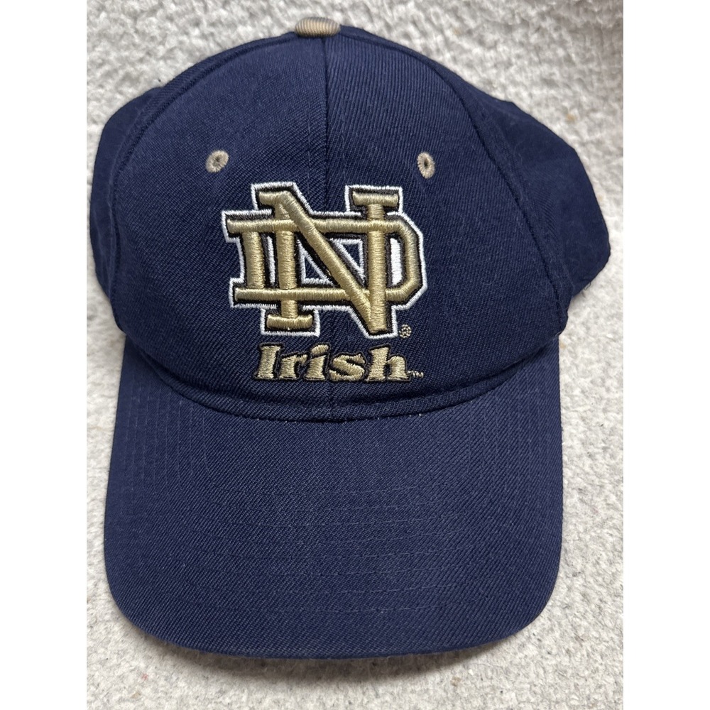 Notre Dame Fighting Irish Zephyr Hat 7 1/8 Fitted Wool Blend Navy/Gold Logo VTG